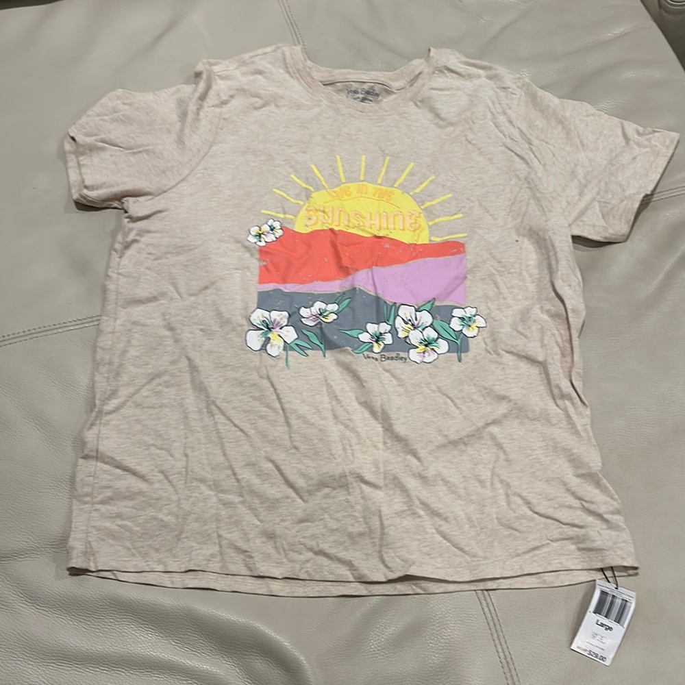 Vera Bradley Tan and Yellow Short Sleeve Tee